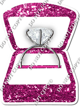 Sparkle Hot Pink Wedding Ring Box / Silver Ring w/ Variants