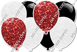 White & Red Sparkle & Flat Black Horizontal Balloon Panel