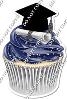 Navy Blue - Blank Graduation Cap Cupcake