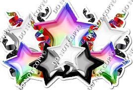 Foil Star Panel - Rainbow, White, Black