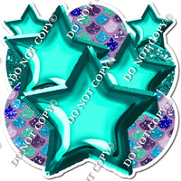 Mermaid - Foil Teal Balloon & Star Bundle