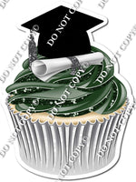 Hunter Green - Blank Graduation Cap Cupcake