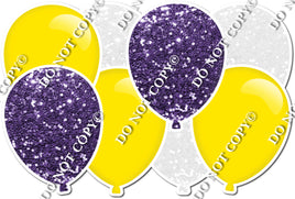 White & Purple Sparkle & Flat Yellow Horizontal Balloon Panel
