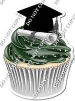 Hunter Green - Blank Graduation Cap Cupcake