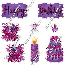 8 pc Quick Sets #1 - Hot Pink & Purple Flair-hbd0319