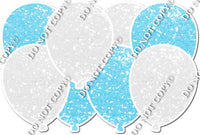 White & Baby Blue Sparkle - Horizontal Balloon Panel