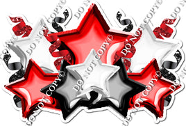 Foil Star Panel - Red, Black, White