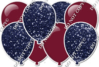 Navy Blue Sparkle & Flat Horizontal Burgundy Balloon Panel