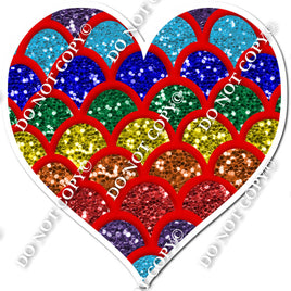 Red Mermaid Sparkle Heart