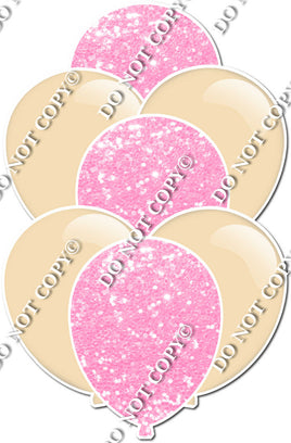 Flat Champagne & Baby Pink Sparkle Balloon Bundle