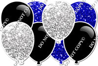 Light Silver & Blue Sparkle & Flat Black Horizontal Balloon Panel