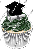 Hunter Green - Blank Graduation Cap Cupcake