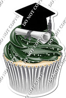 Hunter Green - Blank Graduation Cap Cupcake