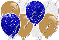 White & Blue Sparkle & Flat Gold Horizontal Balloon Panel