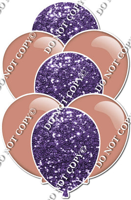 Flat Rose Gold & Purple Sparkle Balloon Bundle