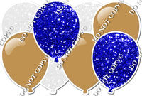 White & Blue Sparkle & Flat Gold Horizontal Balloon Panel