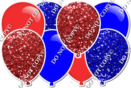 Red & Blue Sparkle & Flat Red & Blue Horizontal Balloon Panel
