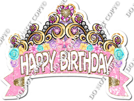 Fancy - Happy Birthday Banner With Crown w/ Variants