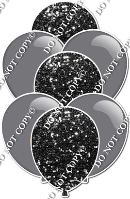 Flat Grey & Black Sparkle Balloon Bundle