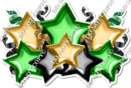 Foil Star Panel - Green, Gold, Black