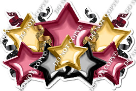 Foil Star Panel - Burgundy, Gold, Black