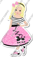 Light Skin - Blonde - Girl in Baby Pink Poodle Skirt w/ Variants