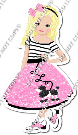 Light Skin - Blonde - Girl in Baby Pink Poodle Skirt w/ Variants