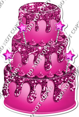Hot Pink Cake, Hot Pink Dollops & Drip