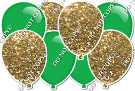 Gold Sparkle & Flat Green Horizontal Balloon Panel