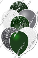 Hunter Green, Silver, White Balloon Bundle