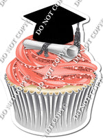 Coral - Blank Graduation Cap Cupcake