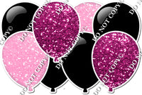 Sparkle Hot Pink & Baby Pink & Flat Black Horizontal Balloon Panel