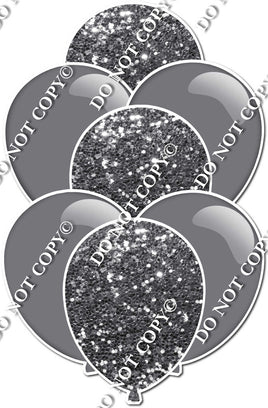 Flat Grey & Silver Sparkle Balloon Bundle