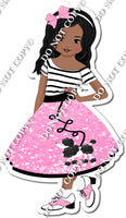 Dark Skin Tone - Girl in Baby Pink Poodle Skirt w/ Variants