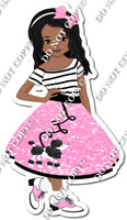 Dark Skin Tone - Girl in Baby Pink Poodle Skirt w/ Variants