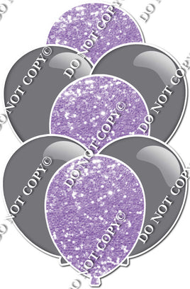 Flat Grey & Lavender Sparkle Balloon Bundle