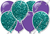 Teal Sparkle & Flat Purple Horizontal Balloon Panel