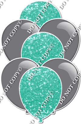 Flat Grey & Mint Sparkle Balloon Bundle