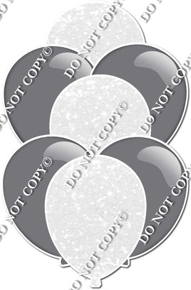 Flat Grey & White Sparkle Balloon Bundle