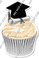 Champagne - Blank Graduation Cap Cupcake