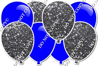 Silver Sparkle & Flat Blue Horizontal Balloon Panel
