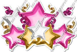 Foil Star Panel - Hot Pink, Gold, White
