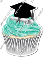 Mint - Blank Graduation Cap Cupcake