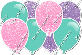 Lavender & Baby Pink Sparkle & Flat Mint Horizontal Balloon Panel