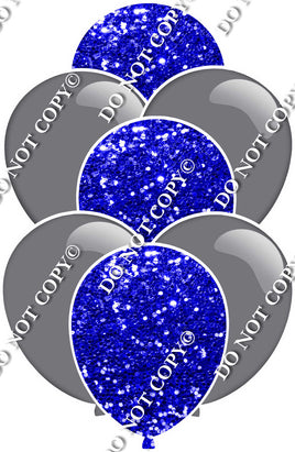 Flat Grey & Blue Sparkle Balloon Bundle