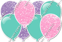 Lavender & Baby Pink Sparkle & Flat Mint Horizontal Balloon Panel