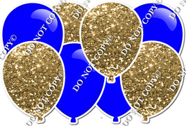 Gold Sparkle & Flat Blue Horizontal Balloon Panel