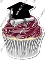 Burgundy - Blank Graduation Cap Cupcake