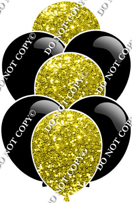 Flat Black & Yellow Sparkle Balloon Bundle