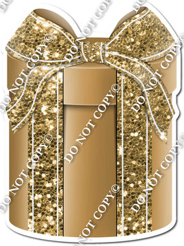 Sparkle - Gold Box & Gold Ribbon Round Present - Style 3